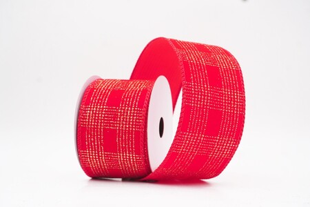 Red Classic Plaid Check Wired Ribbon_KW0468GC7-7